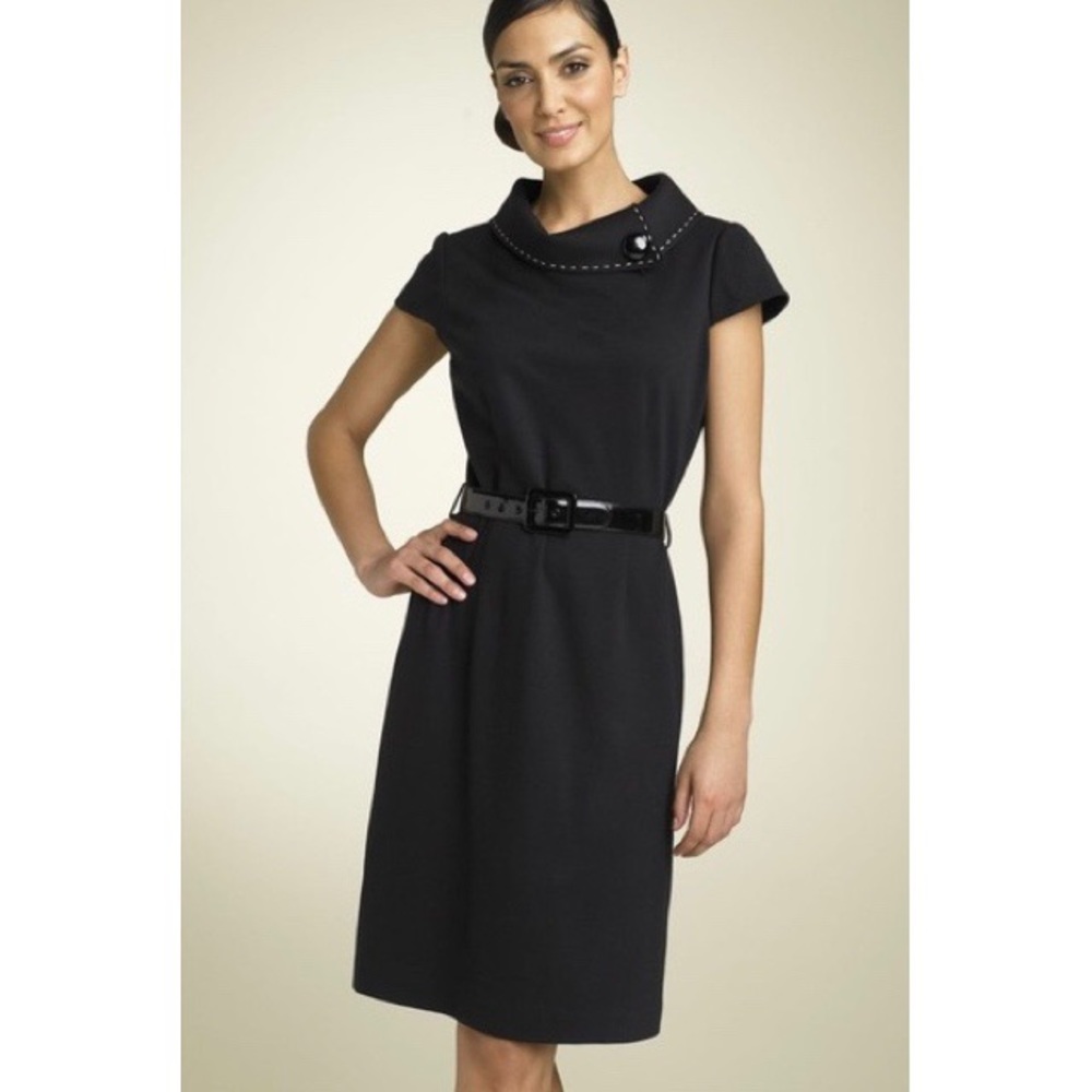 tahari black dress ELIE Size 0 elevated finish that works for the office S Tahari black tulle layered